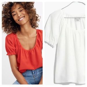 New Madewell Texture & Thread Peasant White Top